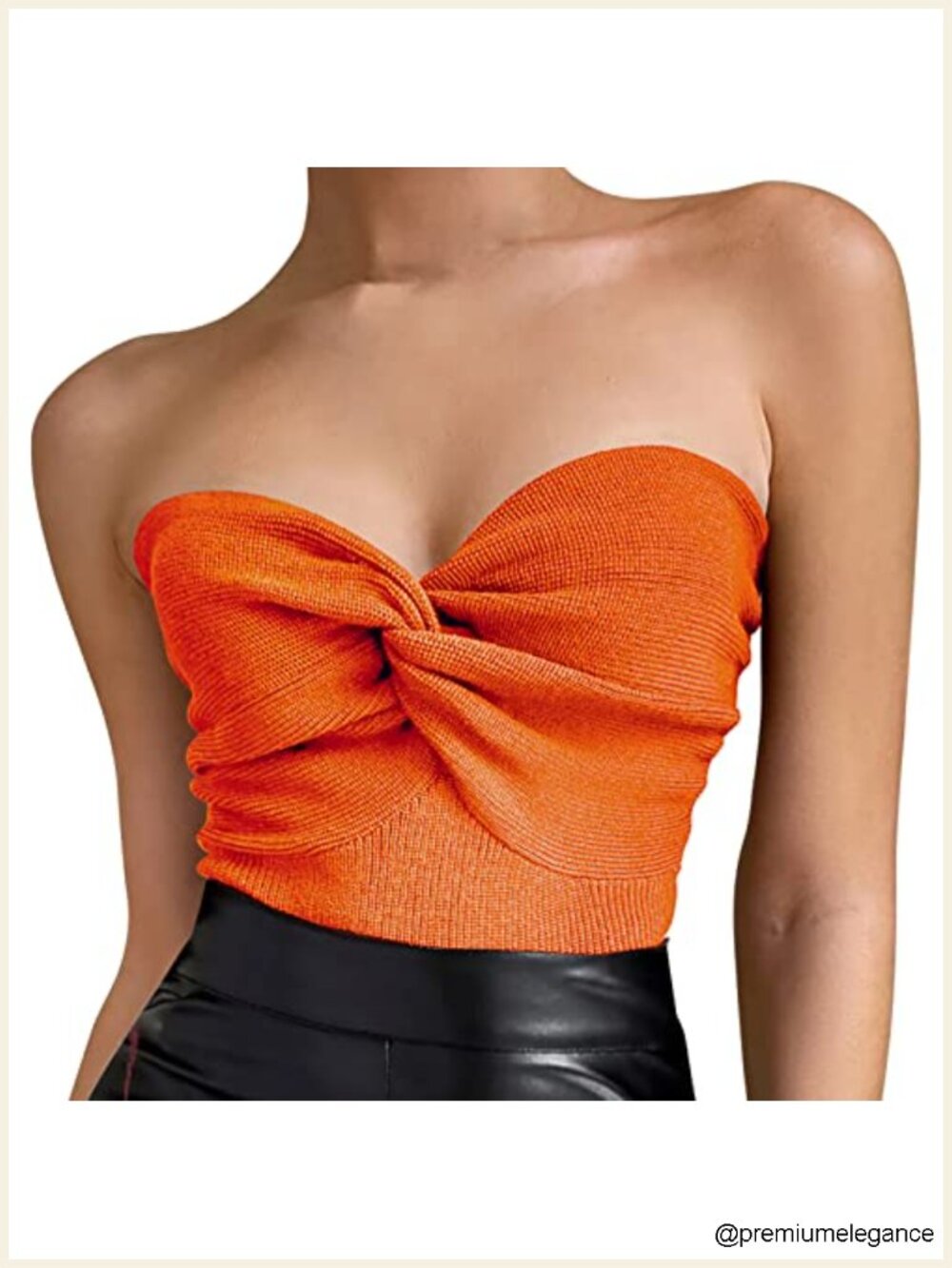 Knitted Ribbed Crop Tank Top Strapless Sleeveless Twisted Front Y2K Sweetheart